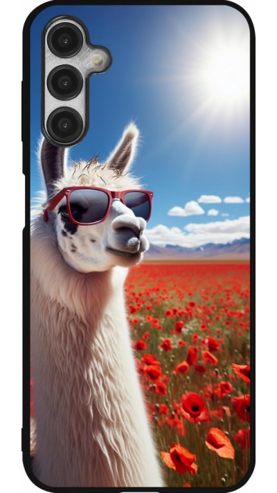 Samsung Galaxy A14 5G Case Hülle - Silikon schwarz Lama Chic in Mohnblume