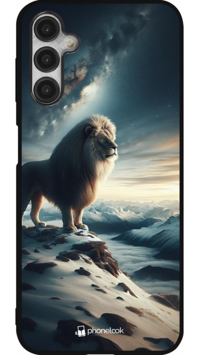 Coque Samsung Galaxy A14 5G - Silicone rigide noir Le lion blanc