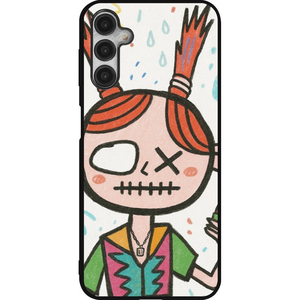 Coque Samsung Galaxy A14 5G - Silicone rigide noir Little Girl Sketch