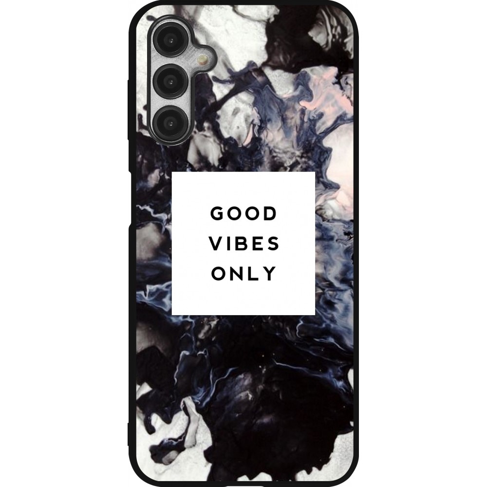 Coque Samsung Galaxy A14 5G - Silicone rigide noir Marble Good Vibes Only
