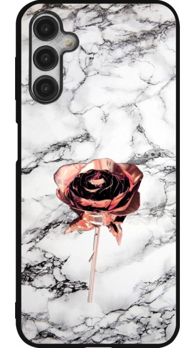 Coque Samsung Galaxy A14 5G - Silicone rigide noir Marble Rose Gold