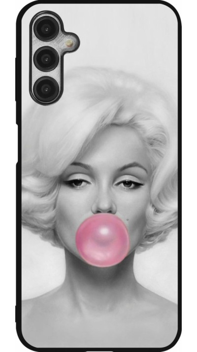 Coque Samsung Galaxy A14 5G - Silicone rigide noir Marilyn Bubble