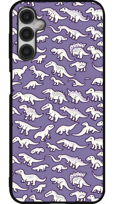 Samsung Galaxy A14 5G Case Hülle - Silikon schwarz Mini-Dino-Muster violett