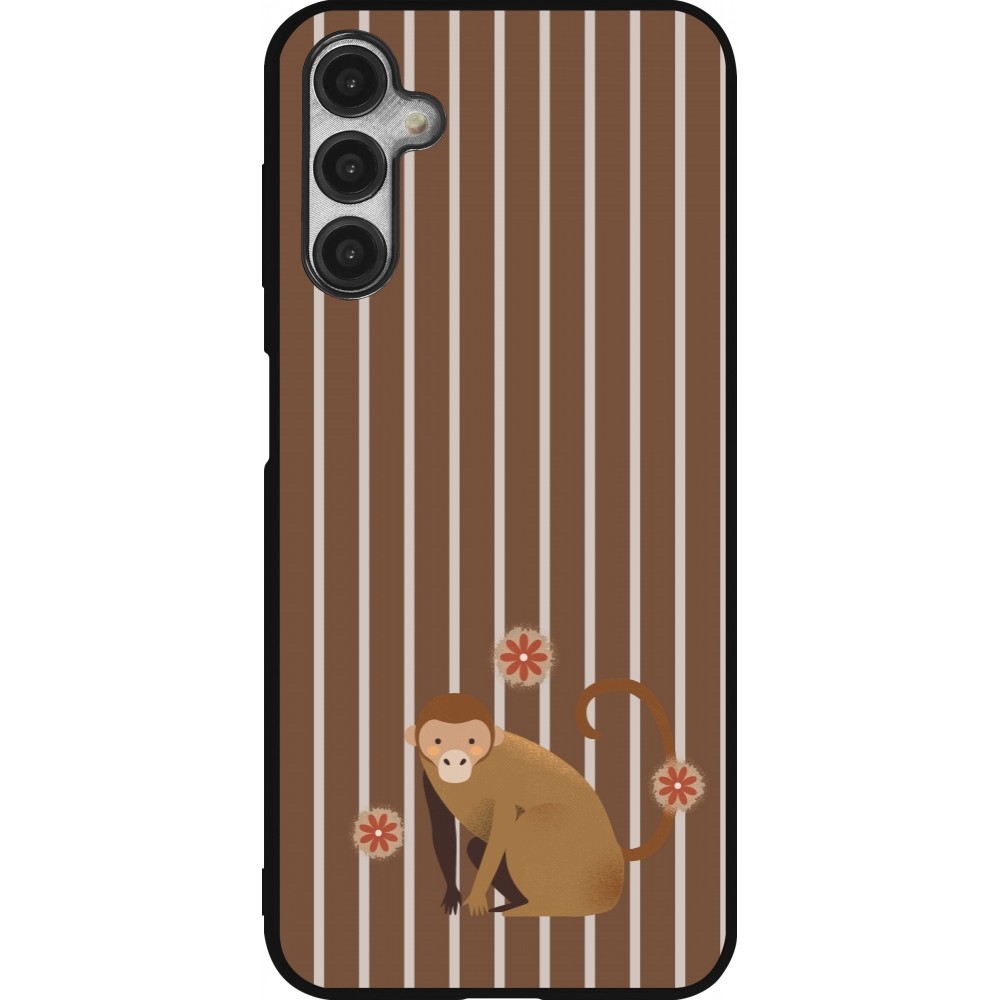 Coque Samsung Galaxy A14 5G - Silicone rigide noir Monkey with stripes