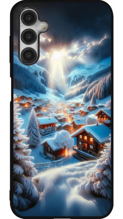 Coque Samsung Galaxy A14 5G - Silicone rigide noir Mont Neige Lumière