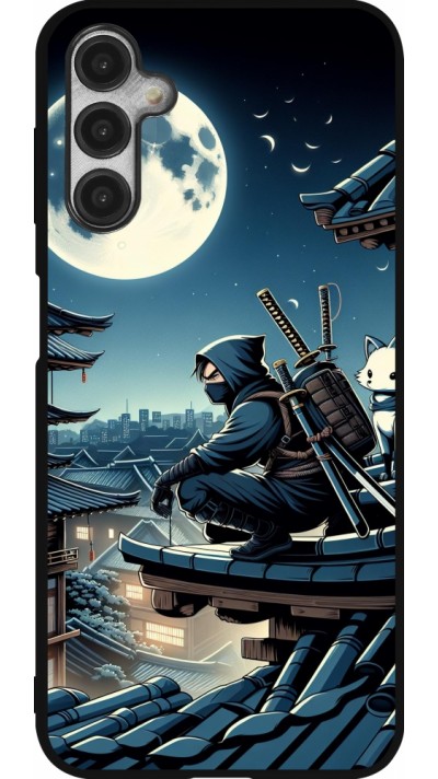 Coque Samsung Galaxy A14 5G - Silicone rigide noir Ninja sous la lune