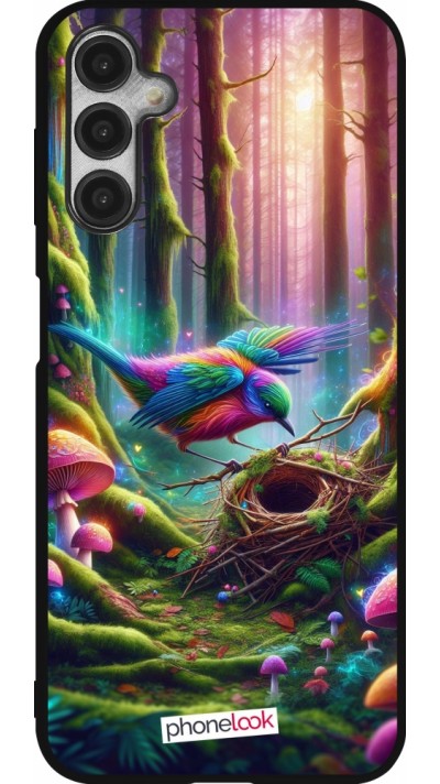 Coque Samsung Galaxy A14 5G - Silicone rigide noir Oiseau Nid Forêt