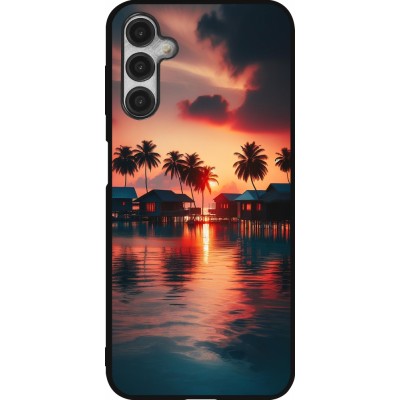 Coque Samsung Galaxy A14 5G - Silicone rigide noir Paradis Maldives