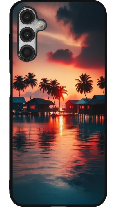 Coque Samsung Galaxy A14 5G - Silicone rigide noir Paradis Maldives
