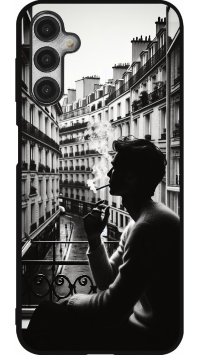 Coque Samsung Galaxy A14 5G - Silicone rigide noir Parisian Smoker