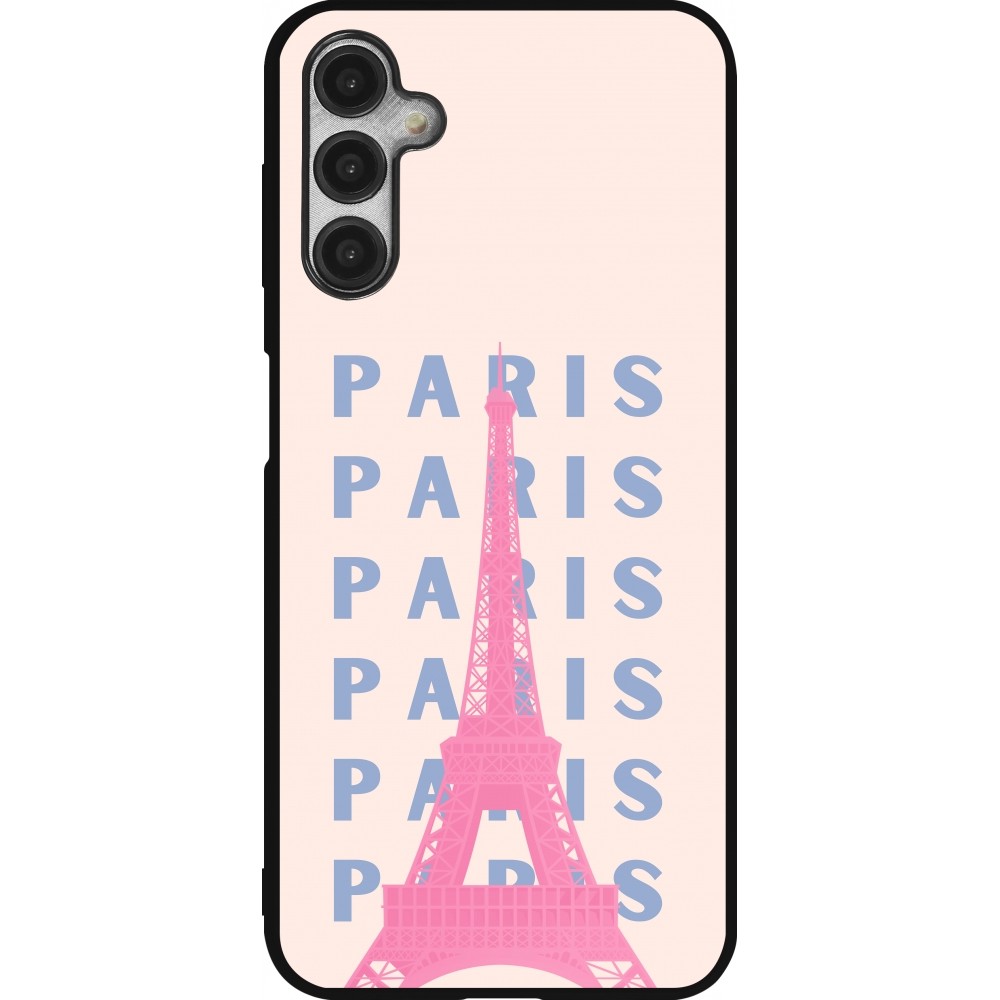 Coque Samsung Galaxy A14 5G - Silicone rigide noir Paris Pink Print