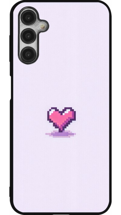 Samsung Galaxy A14 5G Case Hülle - Silikon schwarz Pixel Herz Hellviolett