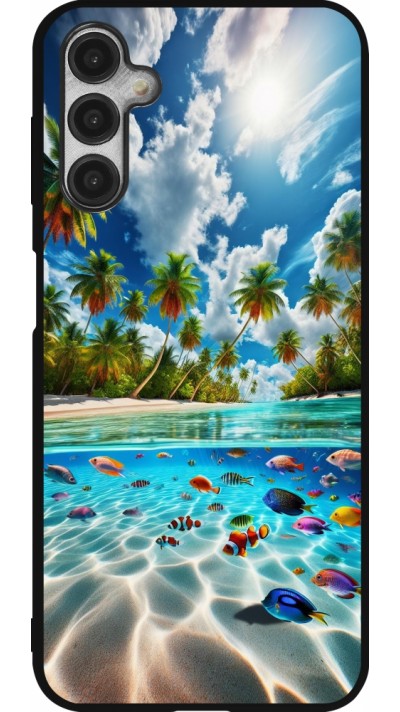 Coque Samsung Galaxy A14 5G - Silicone rigide noir Plage Paradis