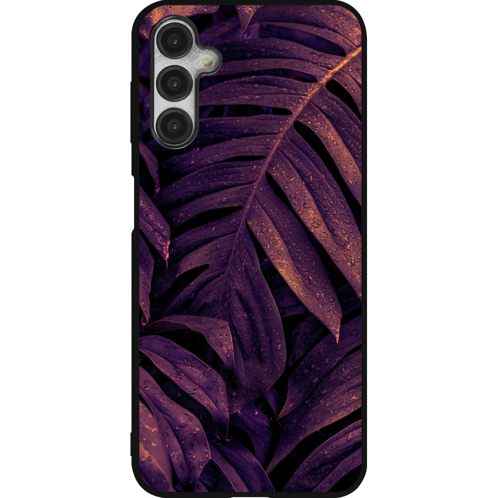 Samsung Galaxy A14 5G Case Hülle - Silikon schwarz Purple Light Leaves