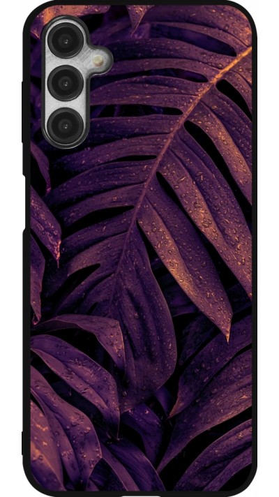 Samsung Galaxy A14 5G Case Hülle - Silikon schwarz Purple Light Leaves