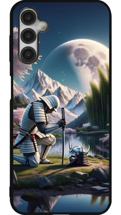 Coque Samsung Galaxy A14 5G - Silicone rigide noir Samurai Katana Lune