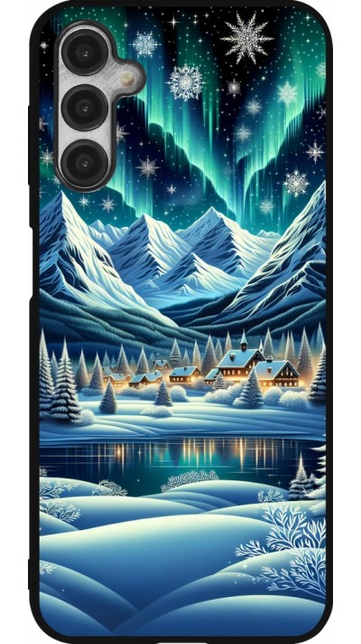 Coque Samsung Galaxy A14 5G - Silicone rigide noir Snowy Mountain Village Lake night