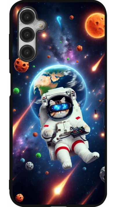 Coque Samsung Galaxy A14 5G - Silicone rigide noir VR SpaceCat Odyssey