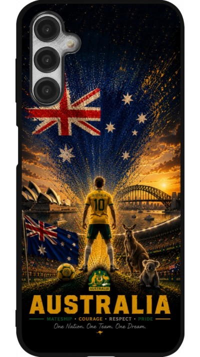 Coque Samsung Galaxy A14 5G - Silicone rigide noir Football Australie splash 2026