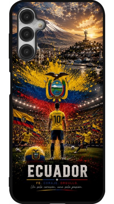 Coque Samsung Galaxy A14 5G - Silicone rigide noir Football Équateur splash 2026