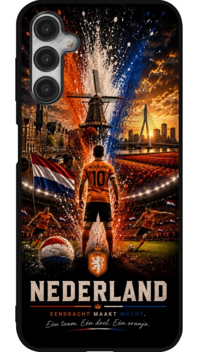 Coque Samsung Galaxy A14 5G - Silicone rigide noir Football Pays-Bas splash 2026