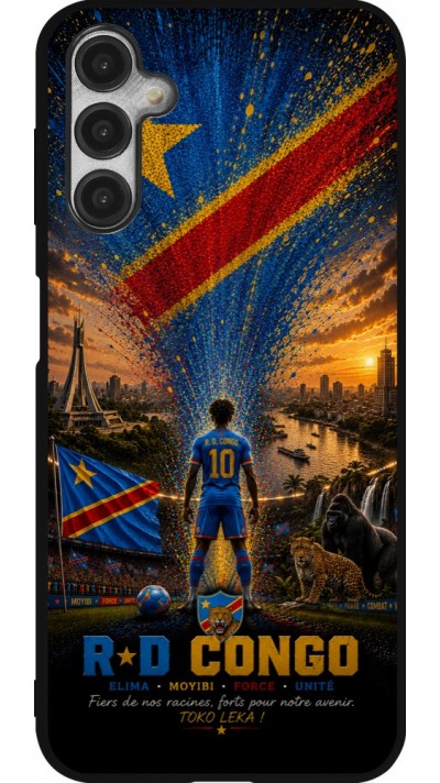 Coque Samsung Galaxy A14 5G - Silicone rigide noir Football République démocratique du Congo splash 2026