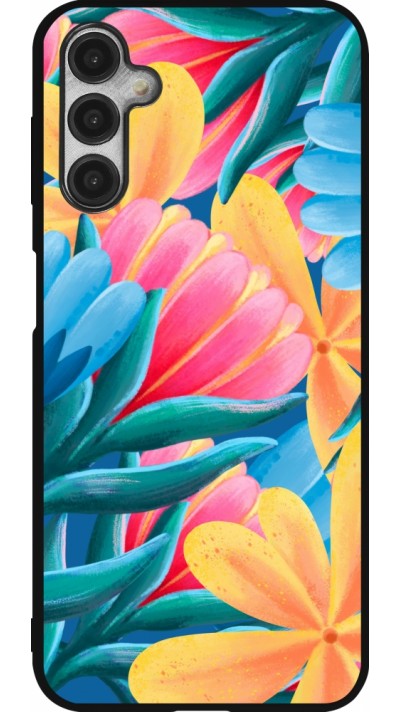 Samsung Galaxy A14 5G Case Hülle - Silikon schwarz Spring 23 colorful flowers