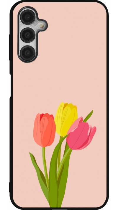 Coque Samsung Galaxy A14 5G - Silicone rigide noir Spring 23 tulip trio