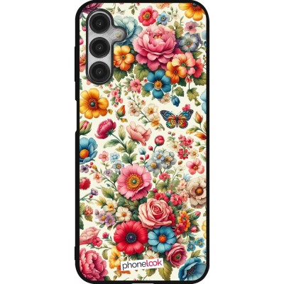 Coque Samsung Galaxy A14 5G - Silicone rigide noir Spring 25 printemps fleuri