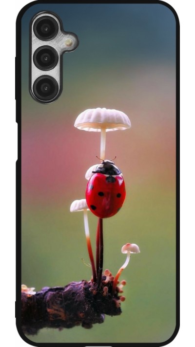Coque Samsung Galaxy A14 5G - Silicone rigide noir Ladybird on a mushroom Spring 2026