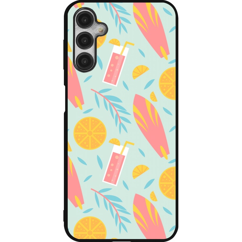 Samsung Galaxy A14 5G Case Hülle - Silikon schwarz Summer 2025 Pattern citron