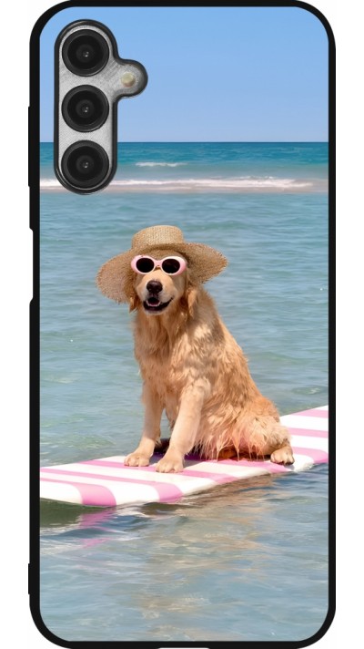 Samsung Galaxy A14 5G Case Hülle - Silikon schwarz Summer Dog on Paddle