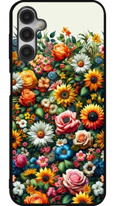 Samsung Galaxy A14 5G Case Hülle - Silikon schwarz Sommer Blumenmuster