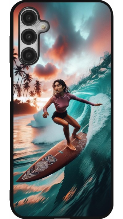 Samsung Galaxy A14 5G Case Hülle - Silikon schwarz Surferin aus Bali
