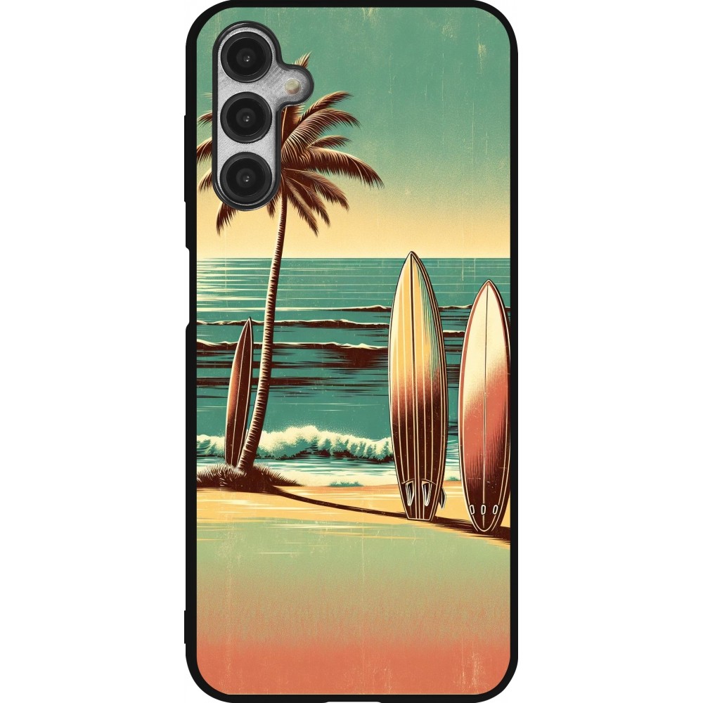 Coque Samsung Galaxy A14 5G - Silicone rigide noir Surf Paradise