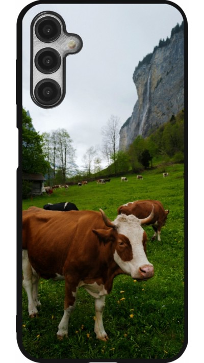 Samsung Galaxy A14 5G Case Hülle - Silikon schwarz  Nationalfeiertag Schweiz Kühe