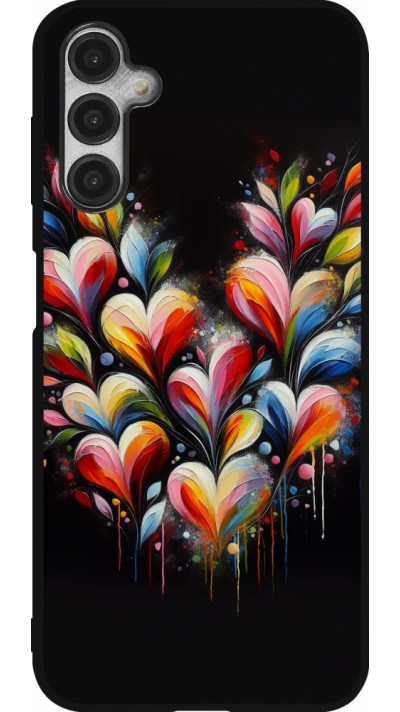 Coque Samsung Galaxy A14 5G - Silicone rigide noir Valentine 2024 Coeur Noir Abstrait
