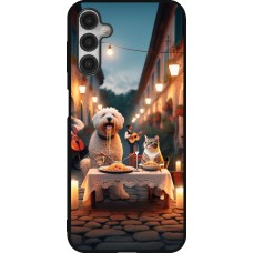 Samsung Galaxy A14 5G Case Hülle - Silikon schwarz Valentin 2024 Hund & Katze Kerzenlicht