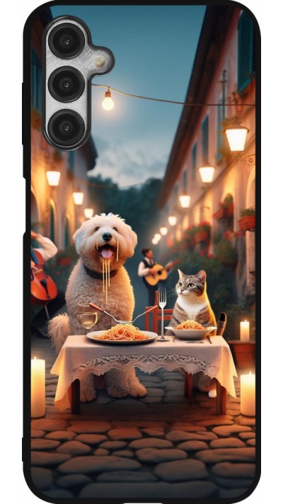 Coque Samsung Galaxy A14 5G - Silicone rigide noir Valentine 2024 Dog & Cat Candlelight