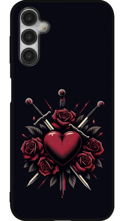 Coque Samsung Galaxy A14 5G - Silicone rigide noir Valentine 2024 gothic love