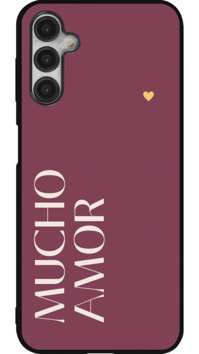 Coque Samsung Galaxy A14 5G - Silicone rigide noir Valentine 2024 mucho amor rosado