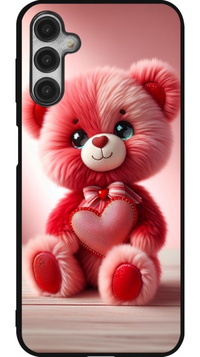 Coque Samsung Galaxy A14 5G - Silicone rigide noir Valentine 2024 Ourson rose
