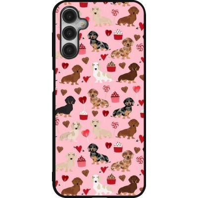Coque Samsung Galaxy A14 5G - Silicone rigide noir Valentine 2024 puppy love