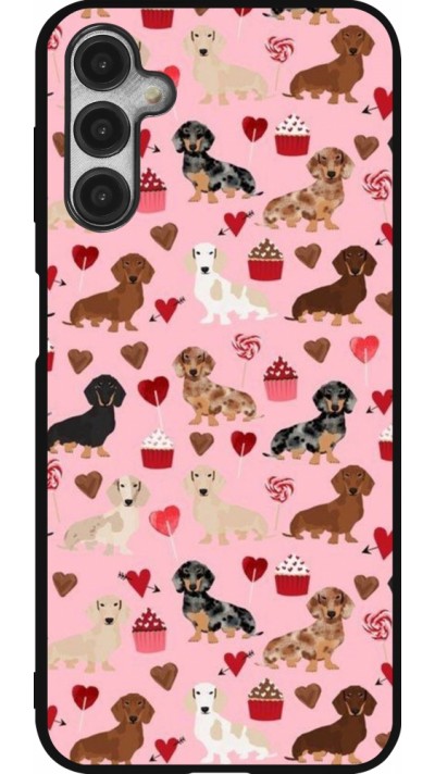 Coque Samsung Galaxy A14 5G - Silicone rigide noir Valentine 2024 puppy love