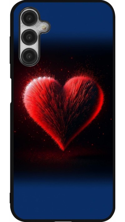 Coque Samsung Galaxy A14 5G - Silicone rigide noir Valentine 2025 coeur rouge