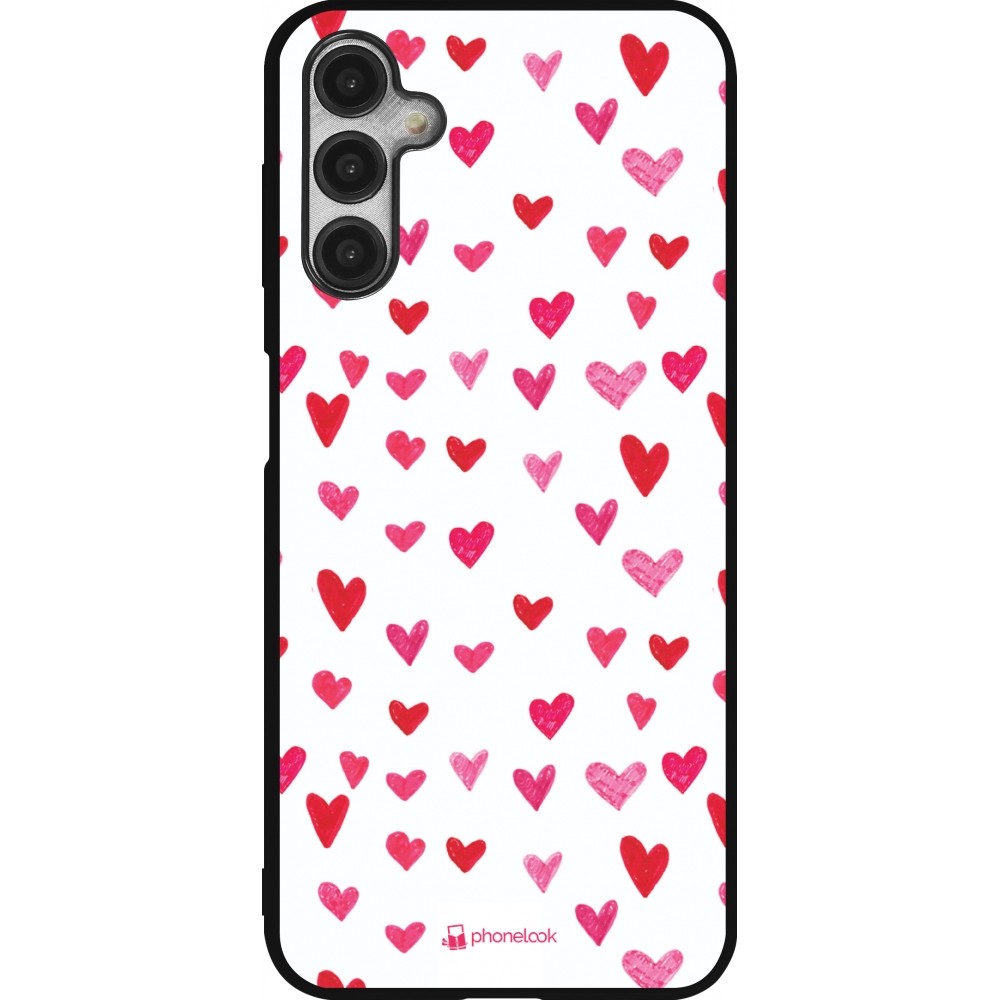 Samsung Galaxy A14 5G Case Hülle - Silikon schwarz Valentine 2022 Many pink hearts