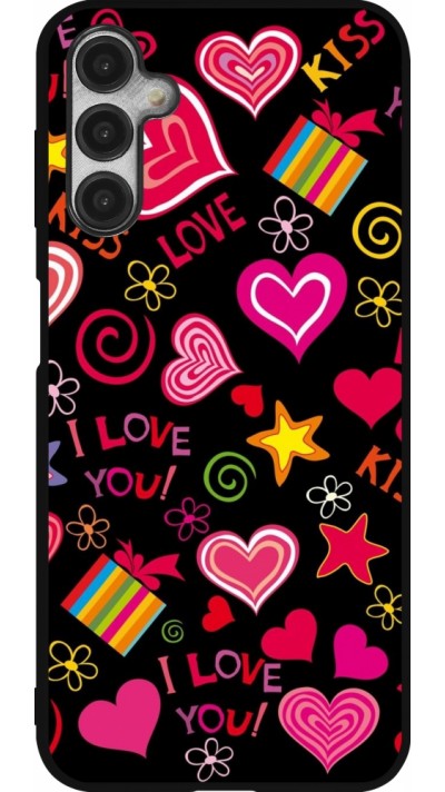 Coque Samsung Galaxy A14 5G - Silicone rigide noir Valentine 2023 love symbols
