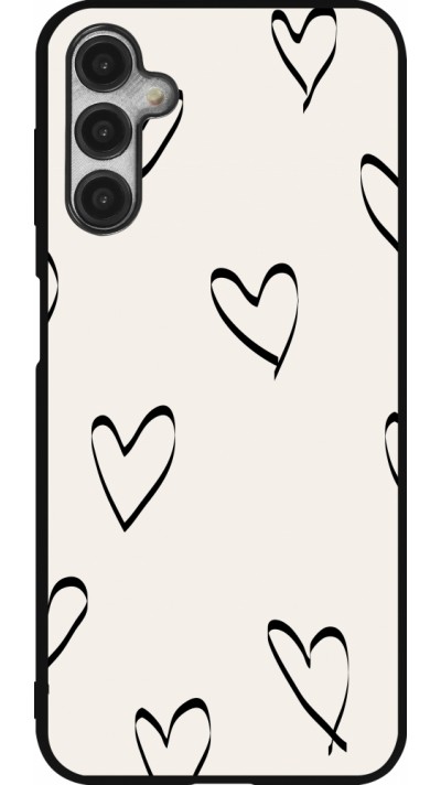 Coque Samsung Galaxy A14 5G - Silicone rigide noir Valentine 2023 minimalist hearts