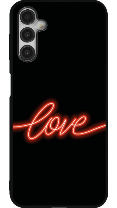 Coque Samsung Galaxy A14 5G - Silicone rigide noir Valentine 2023 neon love