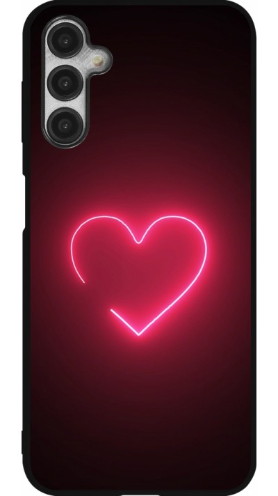 Coque Samsung Galaxy A14 5G - Silicone rigide noir Valentine 2023 single neon heart